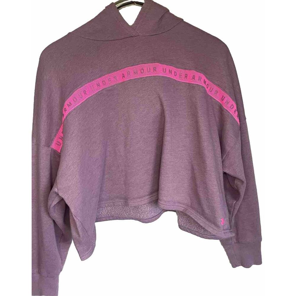 Under Armour Crop Hoodie Women's Mauve with Hot Pink Wording Size Large